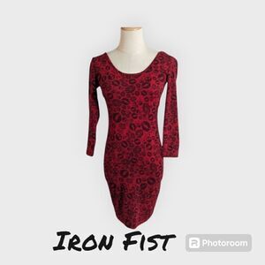Iron Fist Red Skull and Lips Stretch Mini Dress
